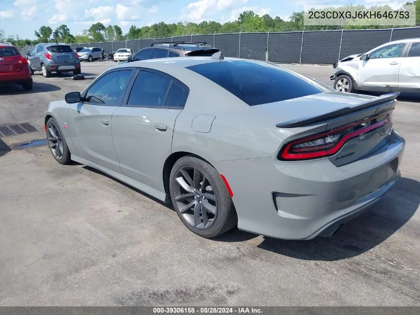 2019 Dodge Charger Scat Pack Rwd VIN: 2C3CDXGJ6KH646753 Lot: 39306158