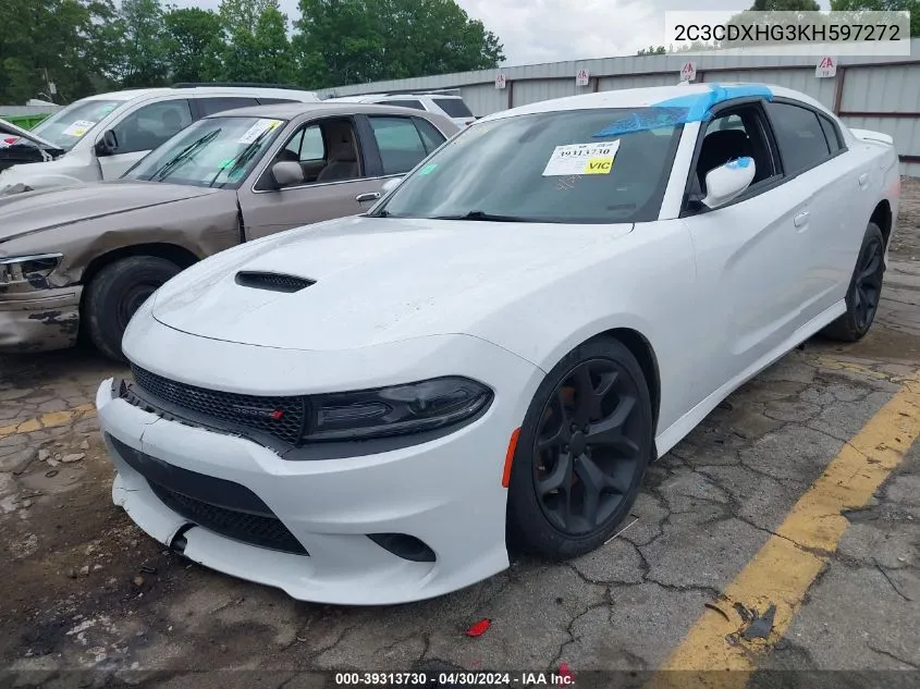 2019 Dodge Charger Gt Rwd VIN: 2C3CDXHG3KH597272 Lot: 39313730