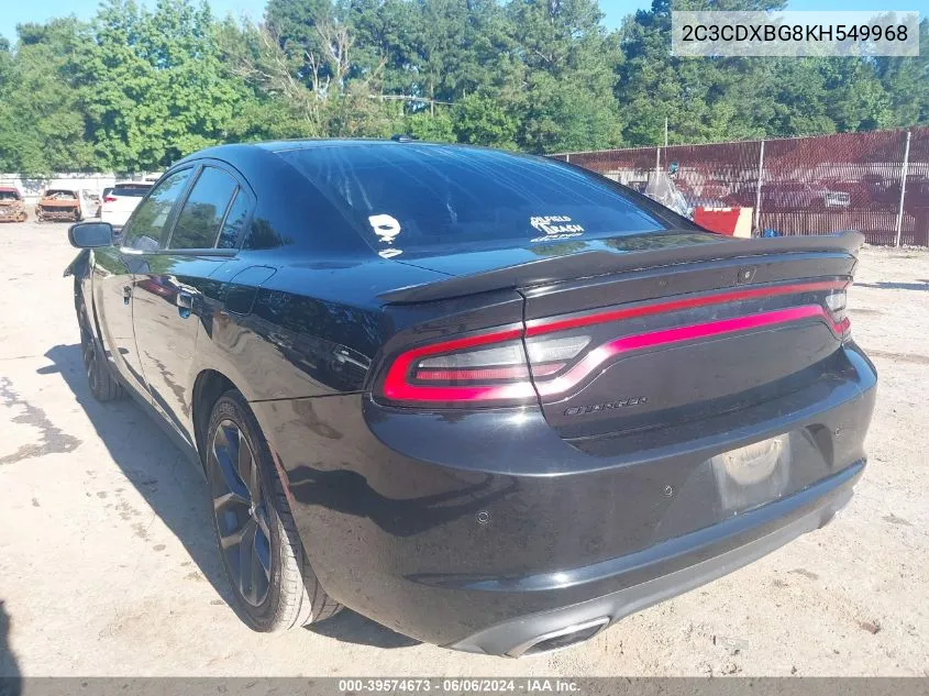 2C3CDXBG8KH549968 2019 Dodge Charger Sxt Rwd