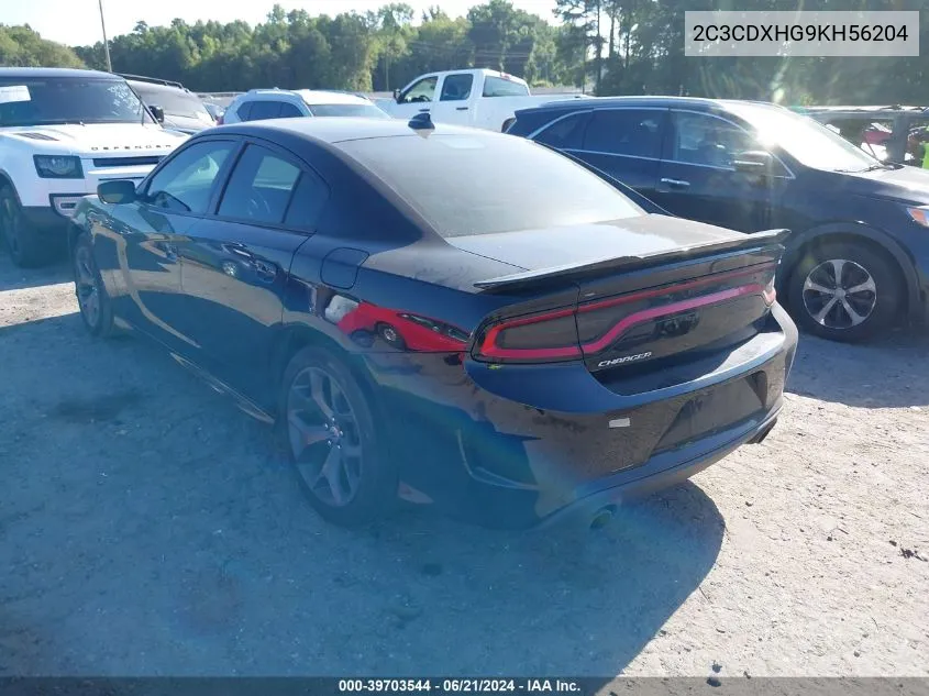 2019 Dodge Charger Gt VIN: 2C3CDXHG9KH56204 Lot: 39703544