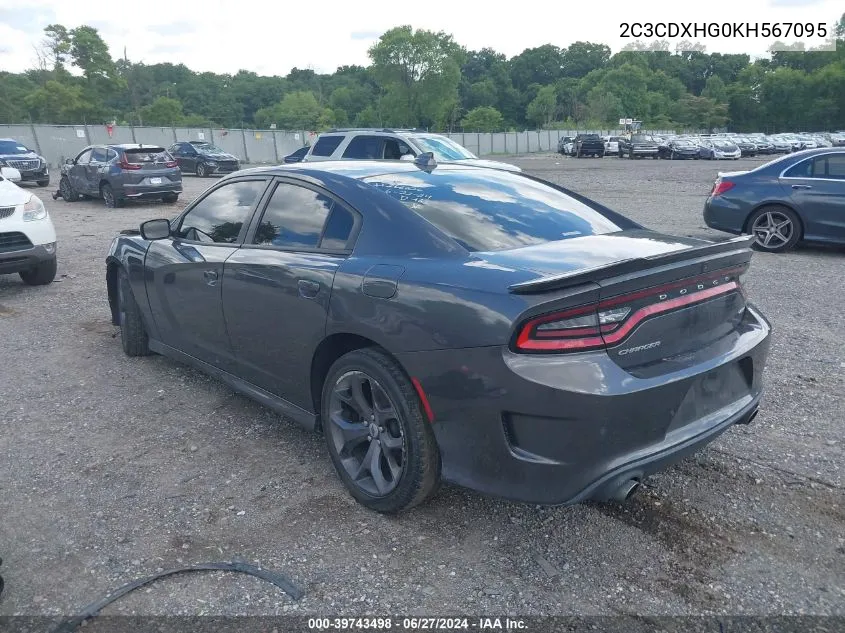 2C3CDXHG0KH567095 2019 Dodge Charger Gt Rwd