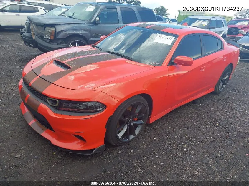 2019 Dodge Charger Scat Pack Rwd VIN: 2C3CDXGJ1KH734237 Lot: 39766384