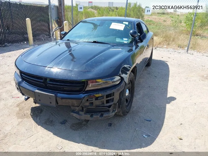 2019 Dodge Charger Police Rwd VIN: 2C3CDXAG6KH563921 Lot: 39839516