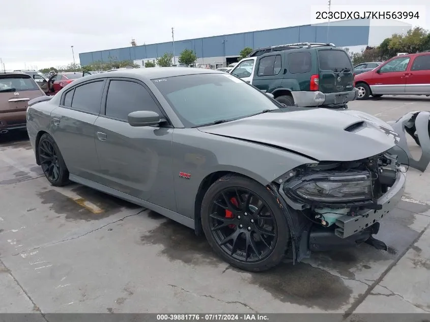 2019 Dodge Charger Scat Pack Rwd VIN: 2C3CDXGJ7KH563994 Lot: 39881776