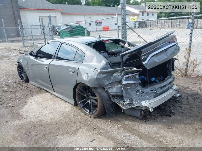 2019 Dodge Charger R/T Rwd VIN: 2C3CDXCTXKH511136 Lot: 39898192