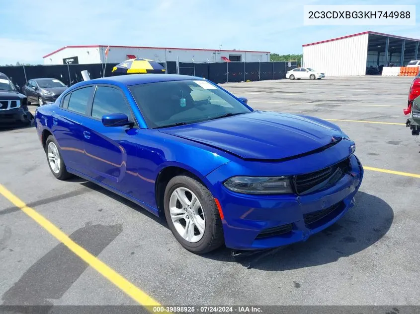 2C3CDXBG3KH744988 2019 Dodge Charger Sxt Rwd