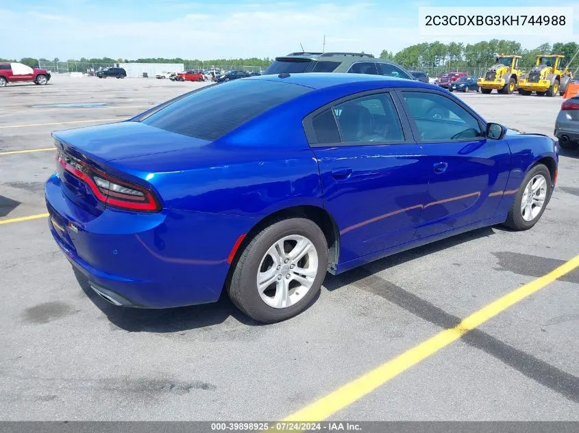 2C3CDXBG3KH744988 2019 Dodge Charger Sxt Rwd