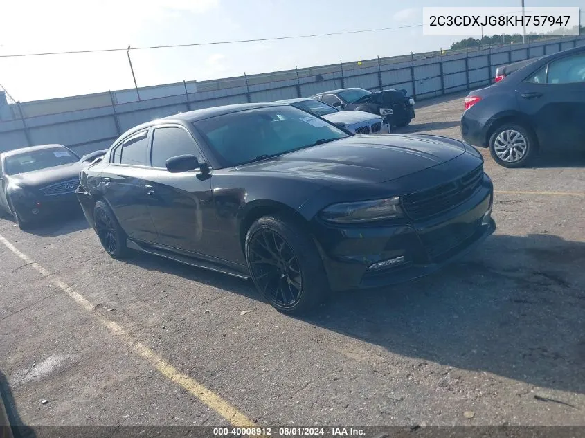 2019 Dodge Charger Sxt Awd VIN: 2C3CDXJG8KH757947 Lot: 40008912