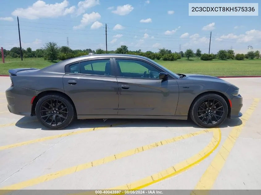 2019 Dodge Charger R/T Rwd VIN: 2C3CDXCT8KH575336 Lot: 40043597