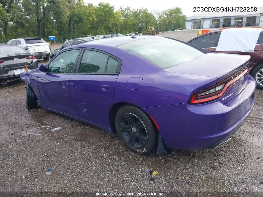 2C3CDXBG4KH723258 2019 Dodge Charger Sxt Rwd