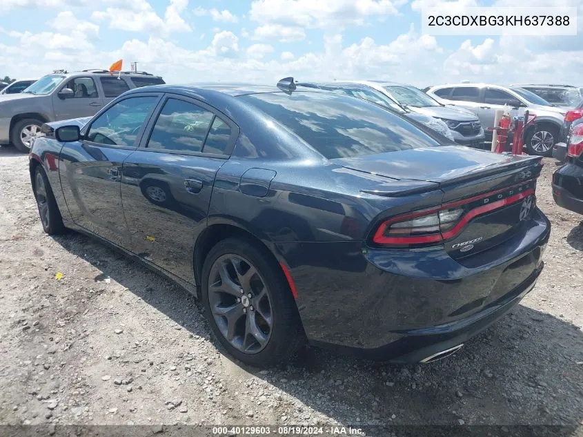 2019 Dodge Charger Sxt Rwd VIN: 2C3CDXBG3KH637388 Lot: 40129603