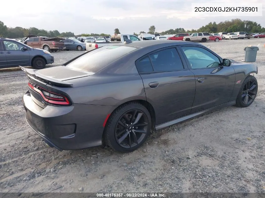 2019 Dodge Charger Scat Pack Rwd VIN: 2C3CDXGJ2KH735901 Lot: 40175357