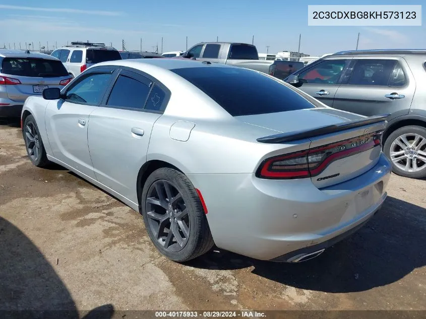 2019 Dodge Charger Sxt Rwd VIN: 2C3CDXBG8KH573123 Lot: 40175933