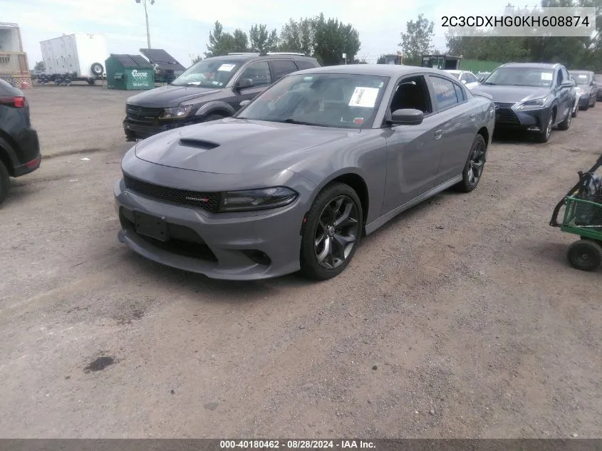 2019 Dodge Charger Gt Rwd VIN: 2C3CDXHG0KH608874 Lot: 40180462