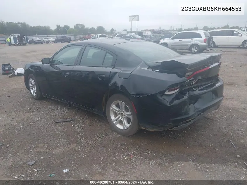 2C3CDXBG6KH664553 2019 Dodge Charger Sxt Rwd