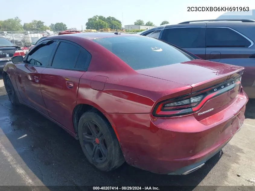 2019 Dodge Charger Sxt Rwd VIN: 2C3CDXBG6KH691963 Lot: 40207414