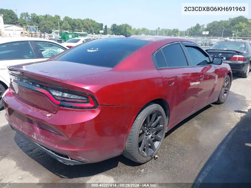 2019 Dodge Charger Sxt Rwd VIN: 2C3CDXBG6KH691963 Lot: 40207414