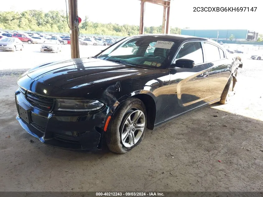 2019 Dodge Charger Sxt Rwd VIN: 2C3CDXBG6KH697147 Lot: 40212243