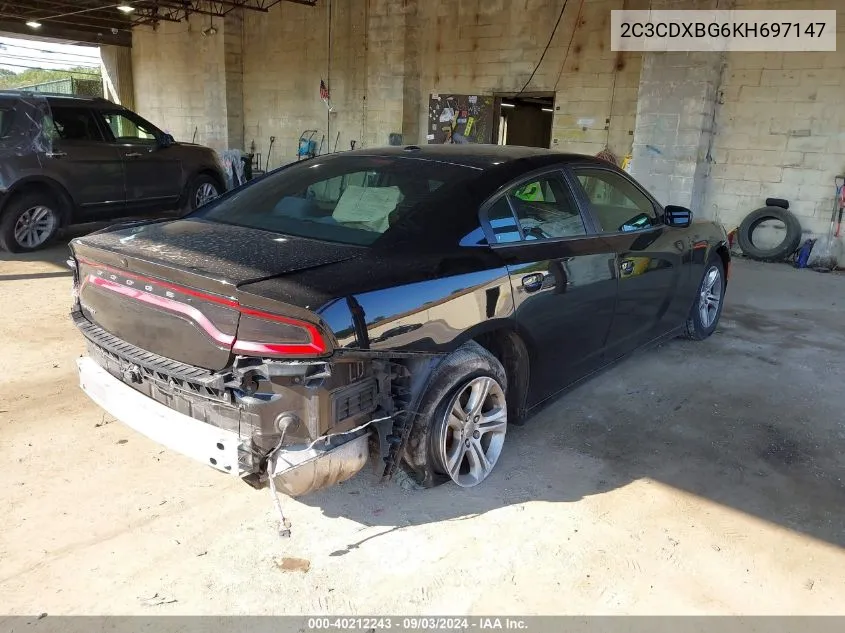 2C3CDXBG6KH697147 2019 Dodge Charger Sxt Rwd