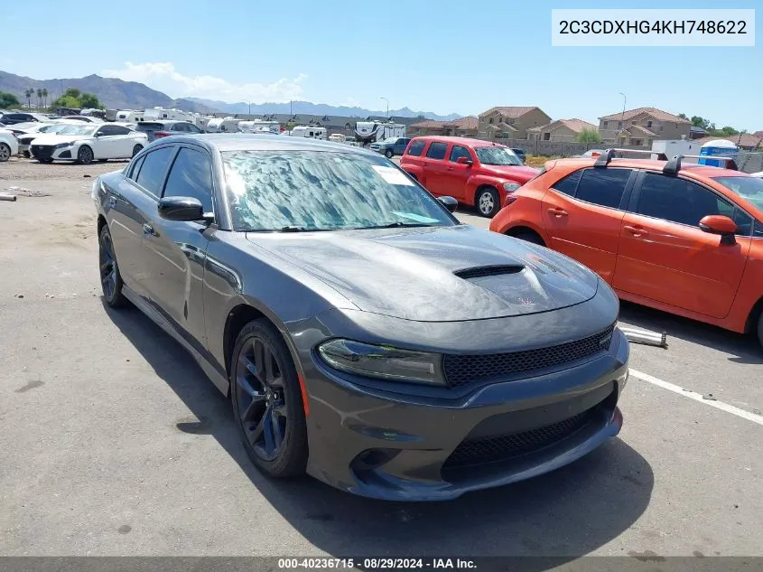 2019 Dodge Charger Gt Rwd VIN: 2C3CDXHG4KH748622 Lot: 40236715