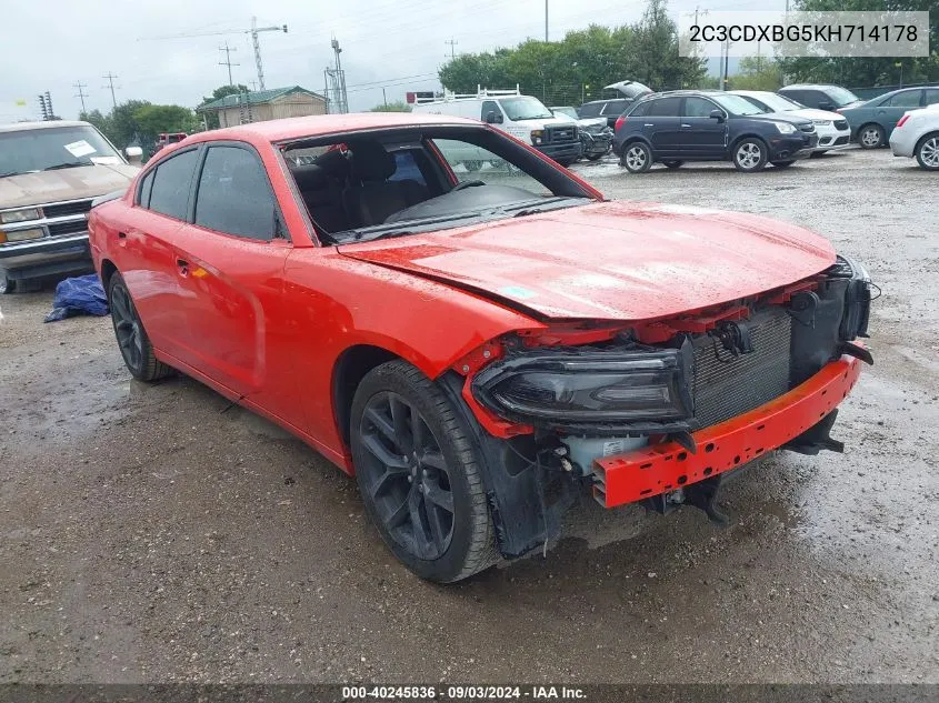 2019 Dodge Charger Sxt Rwd VIN: 2C3CDXBG5KH714178 Lot: 40245836