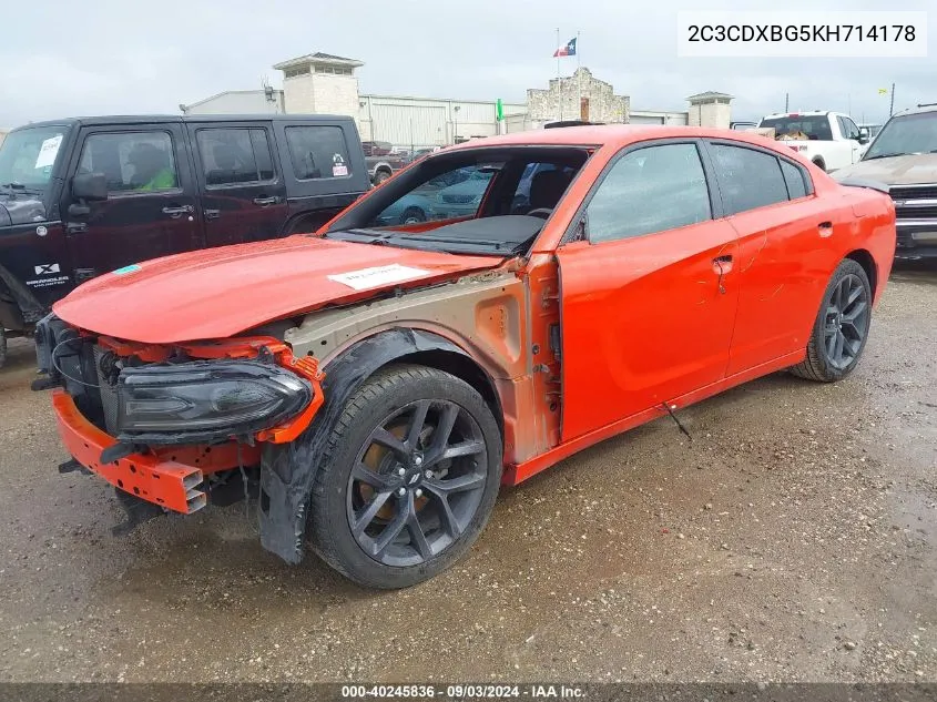 2019 Dodge Charger Sxt Rwd VIN: 2C3CDXBG5KH714178 Lot: 40245836