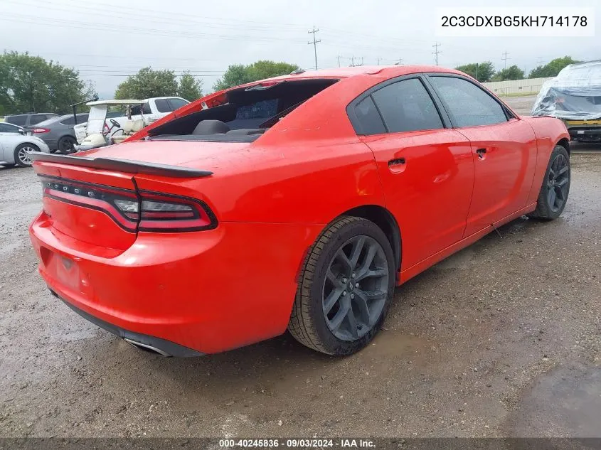 2019 Dodge Charger Sxt Rwd VIN: 2C3CDXBG5KH714178 Lot: 40245836