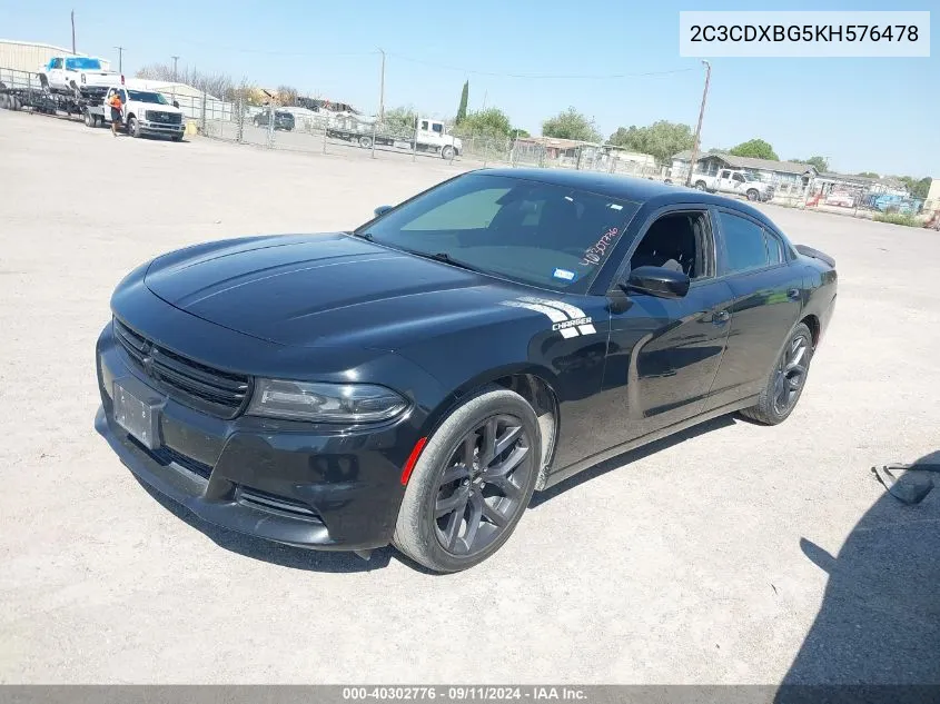 2019 Dodge Charger Sxt VIN: 2C3CDXBG5KH576478 Lot: 40302776