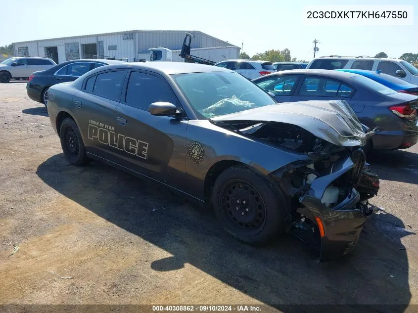 2019 Dodge Charger Police Awd VIN: 2C3CDXKT7KH647550 Lot: 40308862