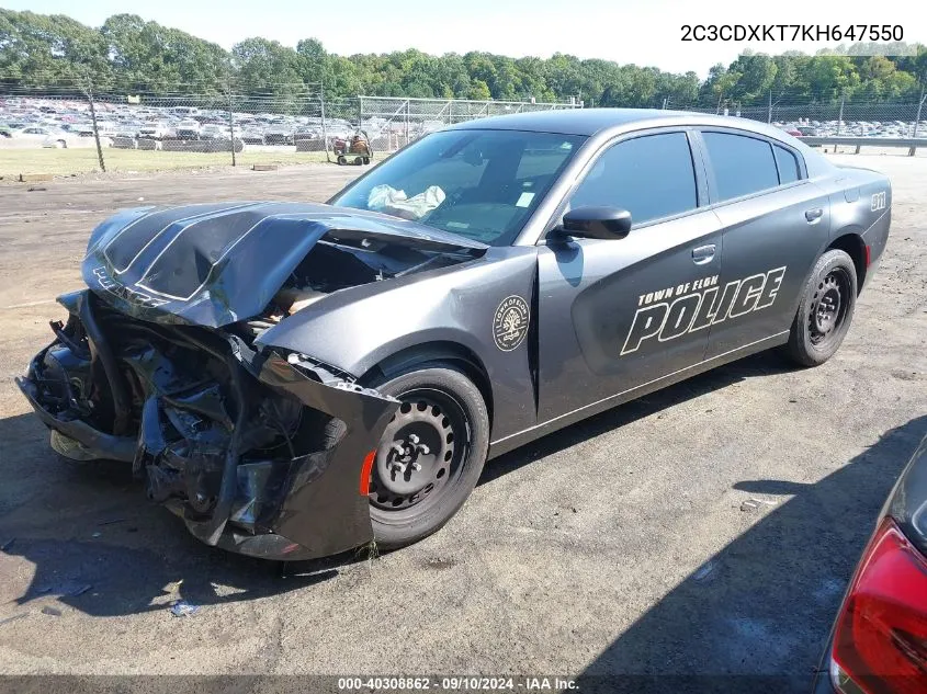 2019 Dodge Charger Police Awd VIN: 2C3CDXKT7KH647550 Lot: 40308862