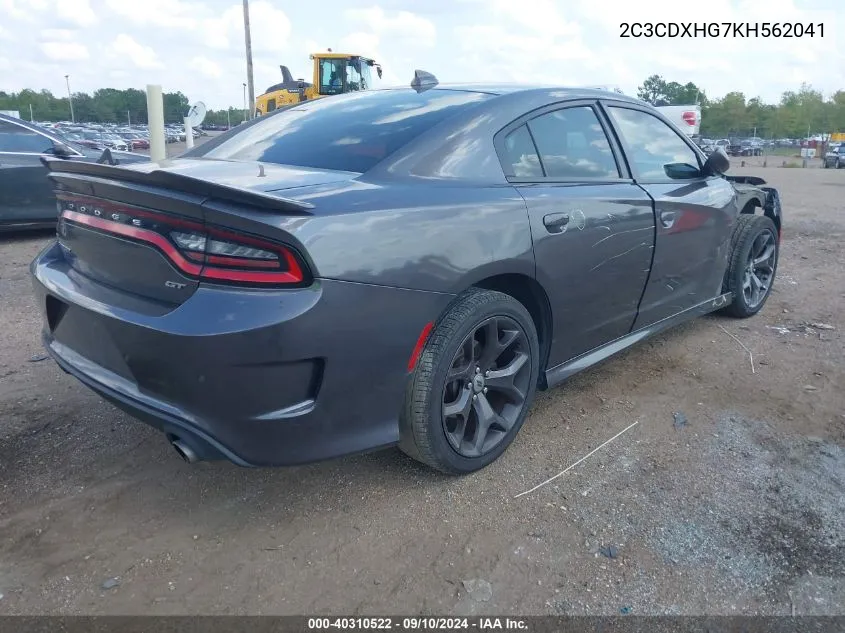 2019 Dodge Charger Gt Rwd VIN: 2C3CDXHG7KH562041 Lot: 40310522