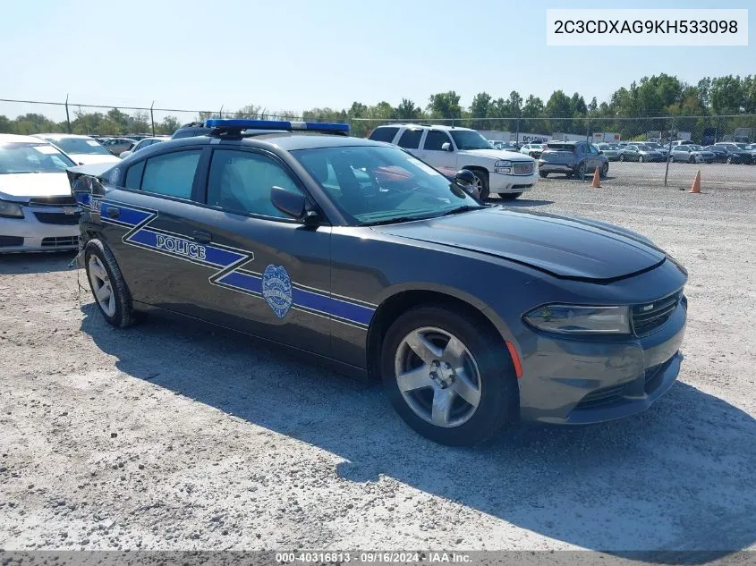 2C3CDXAG9KH533098 2019 Dodge Charger Police Rwd