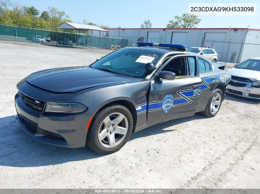 2C3CDXAG9KH533098 2019 Dodge Charger Police Rwd