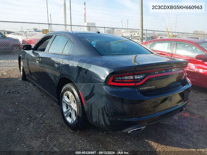 2019 Dodge Charger Sxt Rwd VIN: 2C3CDXBG5KH660963 Lot: 40326987