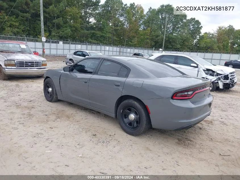 2019 Dodge Charger Police Rwd VIN: 2C3CDXAT2KH581877 Lot: 40330391