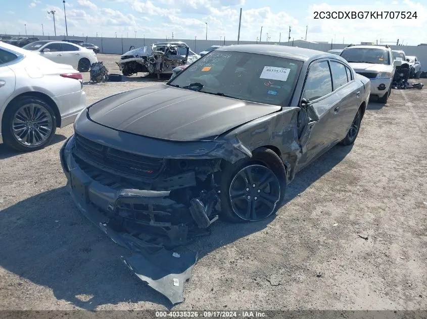 2C3CDXBG7KH707524 2019 Dodge Charger Sxt Rwd