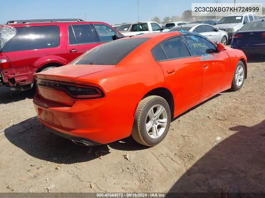 2019 Dodge Charger Sxt Rwd VIN: 2C3CDXBG7KH724999 Lot: 40344572