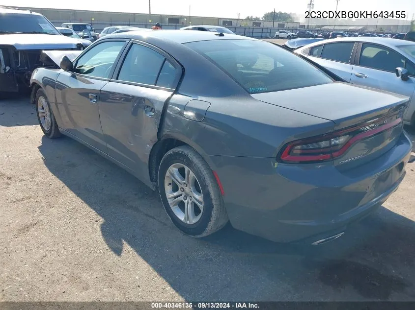 2019 Dodge Charger Sxt VIN: 2C3CDXBG0KH643455 Lot: 40346135