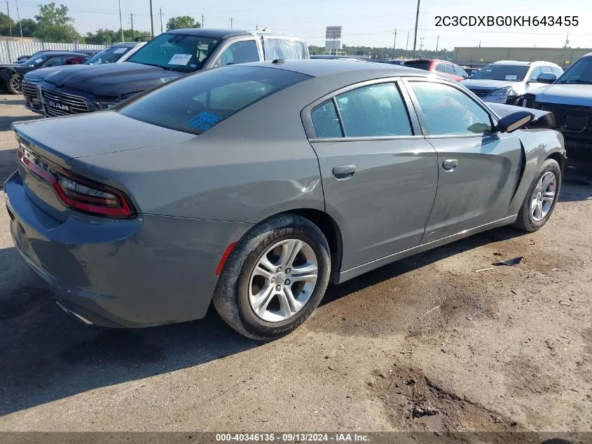 2019 Dodge Charger Sxt VIN: 2C3CDXBG0KH643455 Lot: 40346135