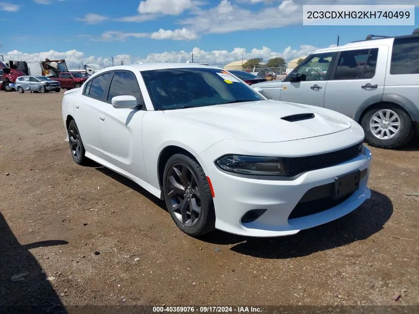 2019 Dodge Charger Gt Rwd VIN: 2C3CDXHG2KH740499 Lot: 40359076