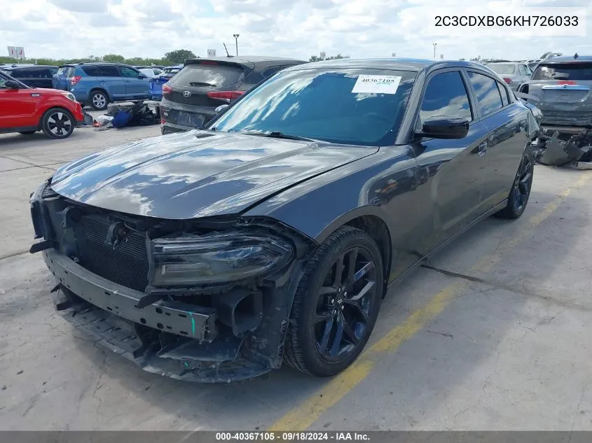 2C3CDXBG6KH726033 2019 Dodge Charger Sxt Rwd