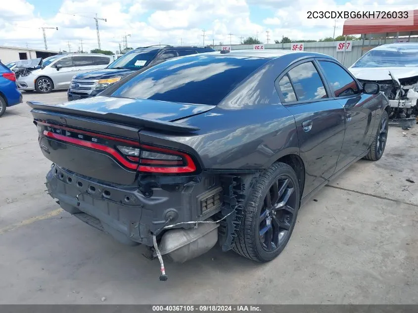 2C3CDXBG6KH726033 2019 Dodge Charger Sxt Rwd