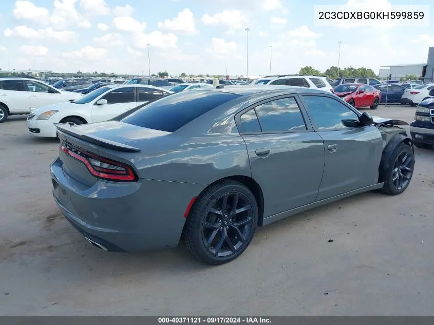 2019 Dodge Charger Sxt Rwd VIN: 2C3CDXBG0KH599859 Lot: 40371121