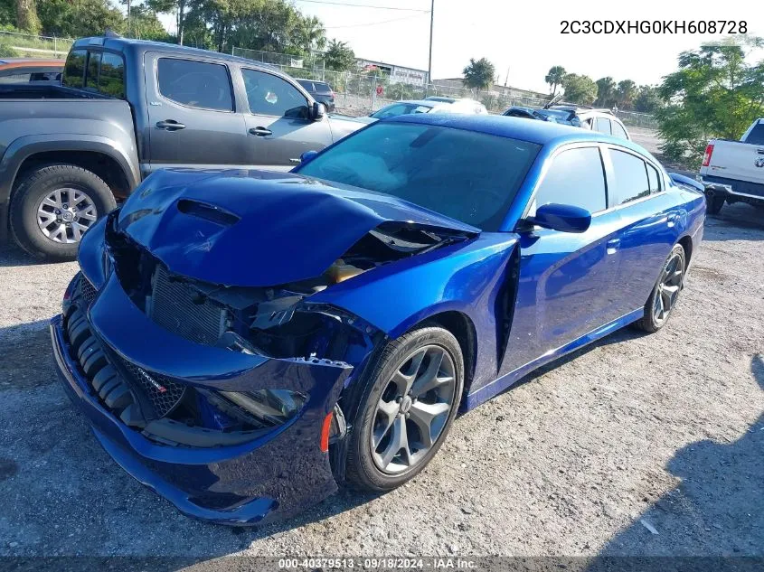 2019 Dodge Charger Gt VIN: 2C3CDXHG0KH608728 Lot: 40379513