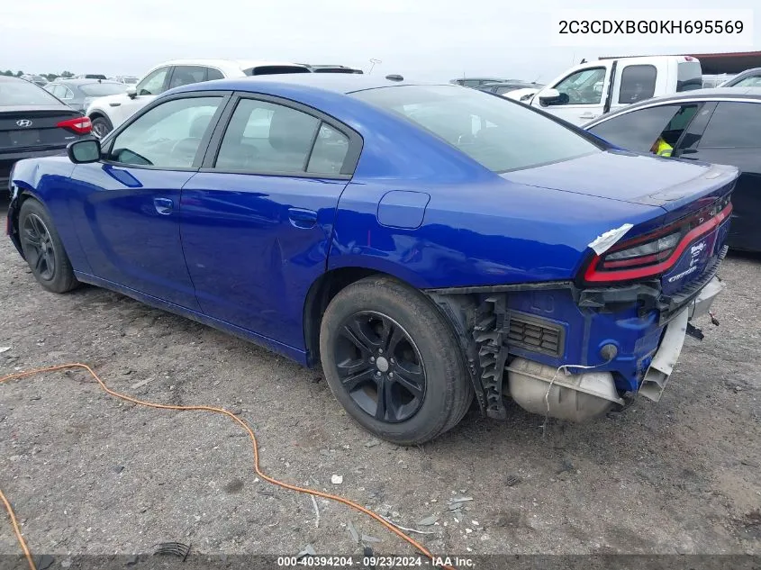 2019 Dodge Charger Sxt Rwd VIN: 2C3CDXBG0KH695569 Lot: 40394204