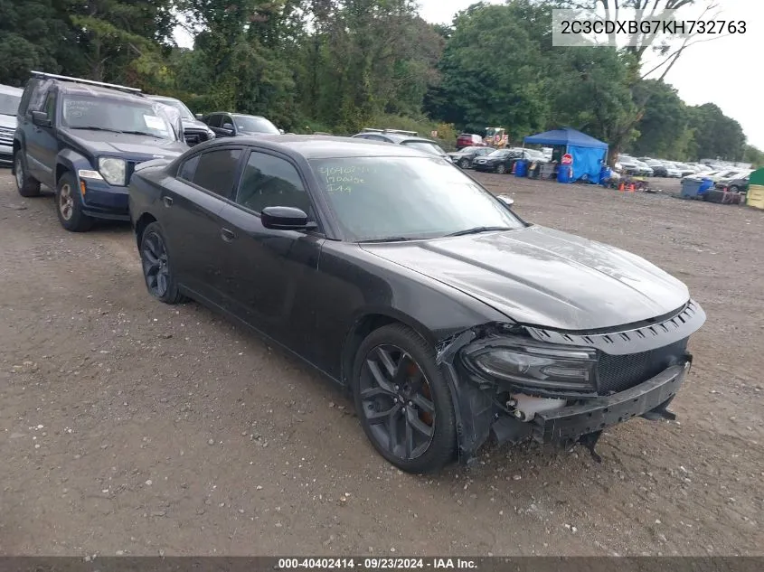 2019 Dodge Charger Sxt Rwd VIN: 2C3CDXBG7KH732763 Lot: 40402414