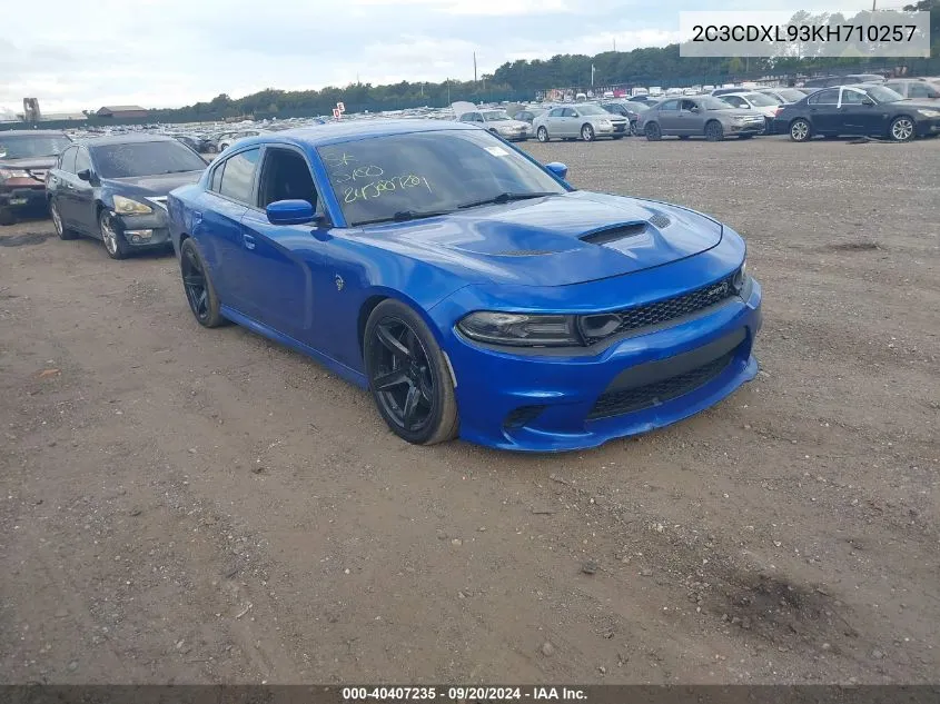 2019 Dodge Charger Srt Hellcat Rwd VIN: 2C3CDXL93KH710257 Lot: 40407235