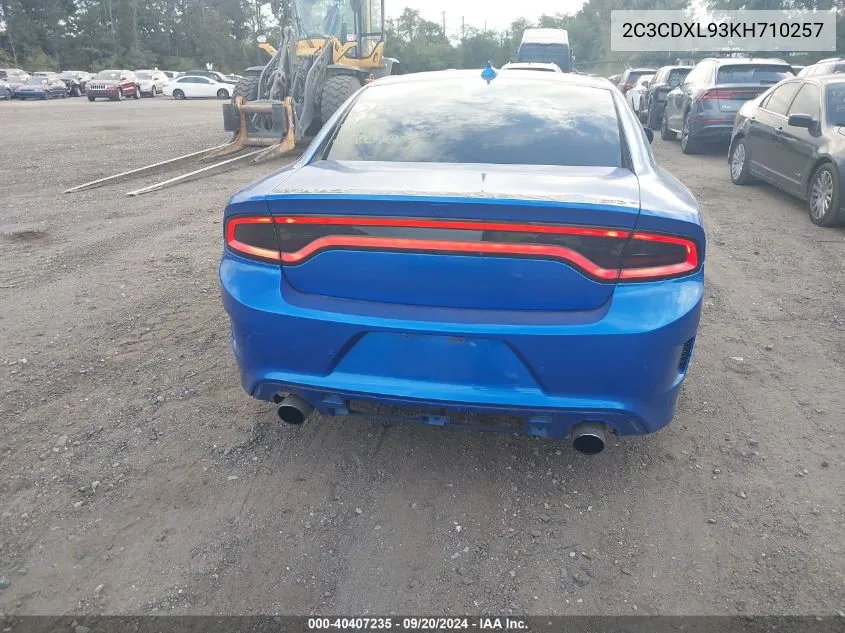 2019 Dodge Charger Srt Hellcat Rwd VIN: 2C3CDXL93KH710257 Lot: 40407235