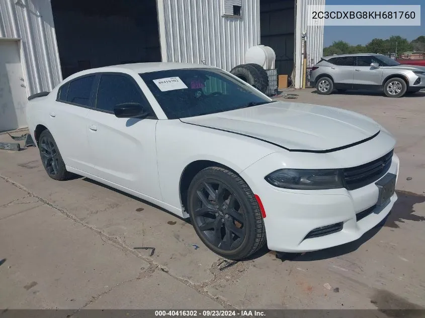 2019 Dodge Charger Sxt Rwd VIN: 2C3CDXBG8KH681760 Lot: 40416302