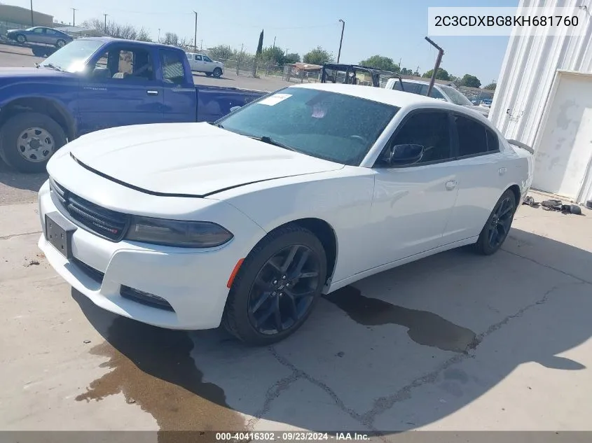 2019 Dodge Charger Sxt Rwd VIN: 2C3CDXBG8KH681760 Lot: 40416302